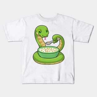 Snake at Eating with Muesli Kids T-Shirt